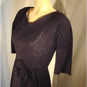 Vintage 60's Nelson Caine Black Brocade Dress Fabulous Cocktail Dress